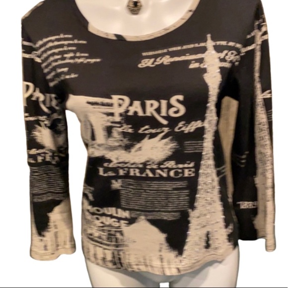 Nikky Collection Tops - Paris motif 3/4 sleeved top